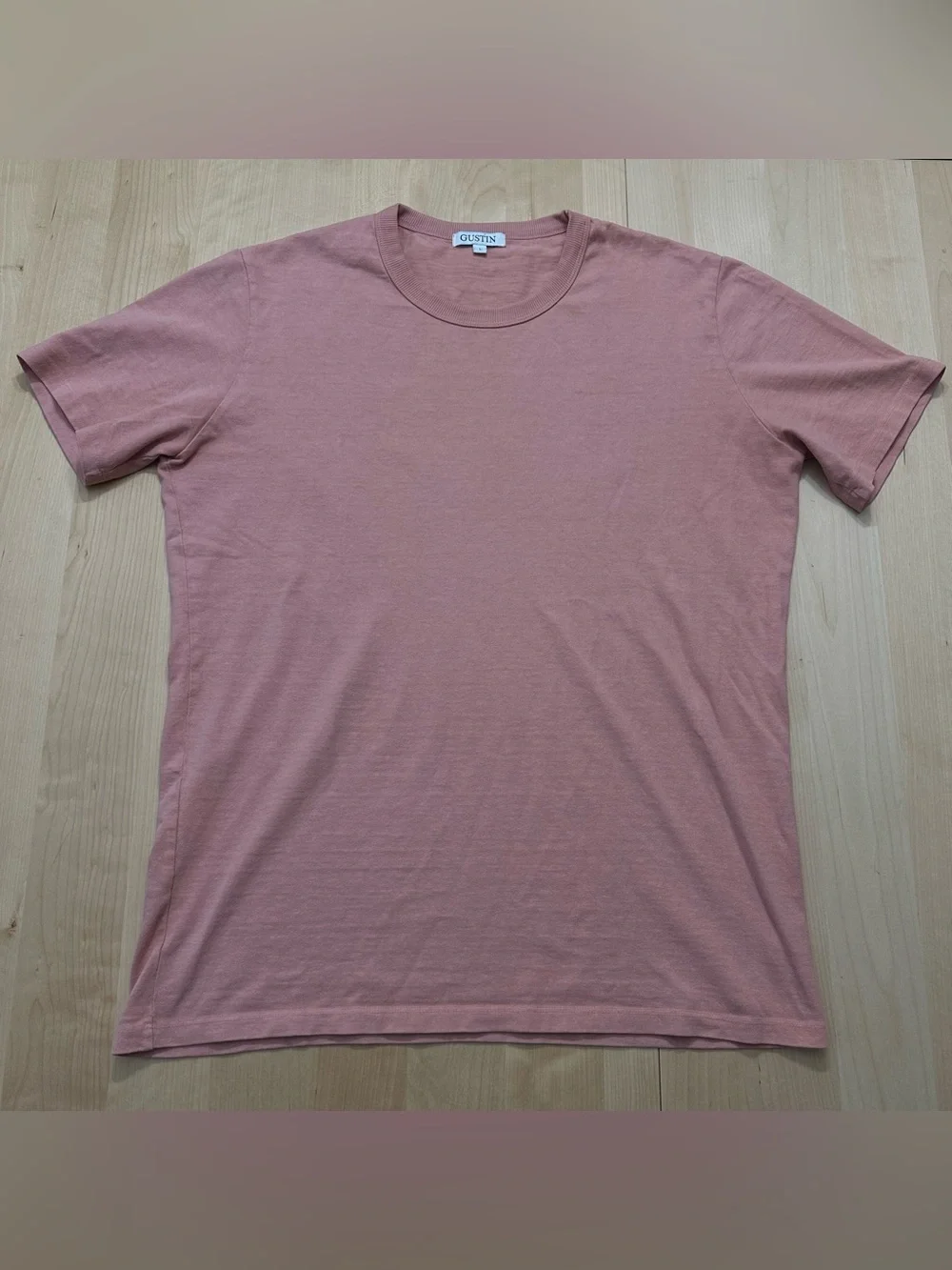 Gustin Shirt Mens Large Pink Crewneck 100% Cotton Made in California USA Tee - Picture 1 of 7